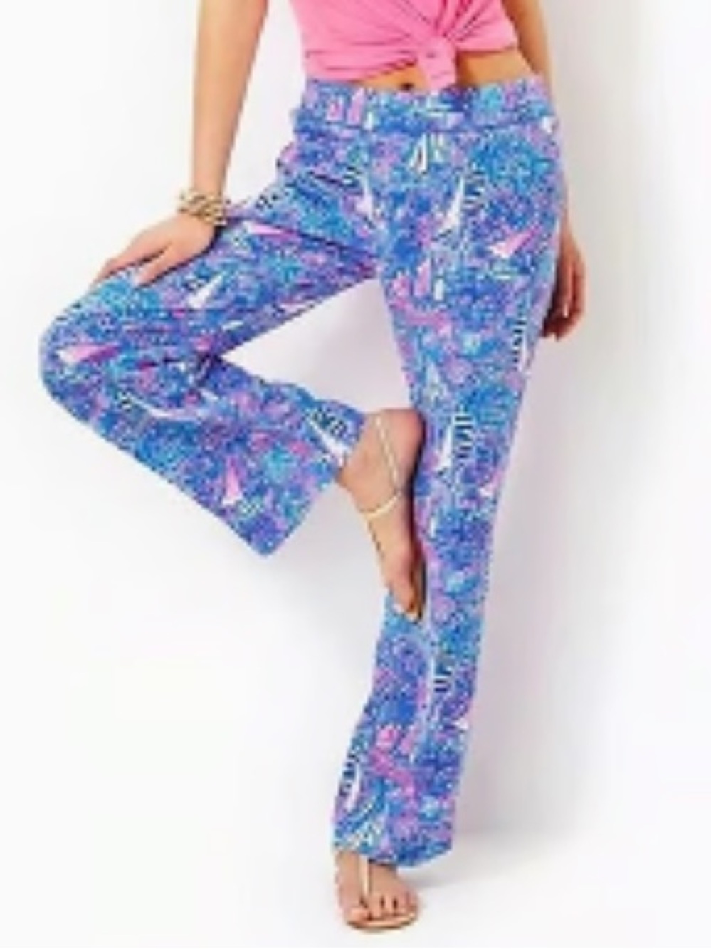 Lilly Pulitzer Deri Linen Palazzo Pants Its A Sailabration Large